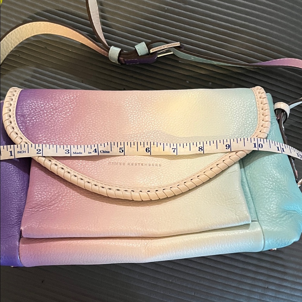 Aimee Kestenberg Pastel Ombre Leather Crossbody Bag - Mint, Lavender, Purple - Picture 12 of 13